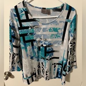 Chicos blue and white top Size 2